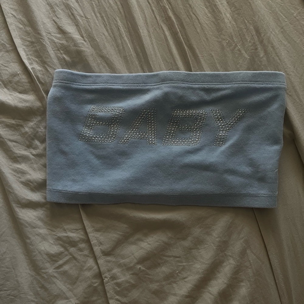 Forever 21 White Tube Top with Rhinestone Design